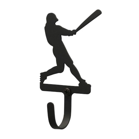 Village Wrought Iron Village Wrought Iron WH-182-S Baseball Player Wall Hook Small - Black WH-182-S